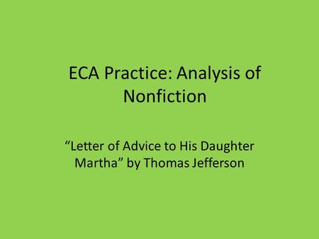 ECA Practice: Analysis of Nonfiction