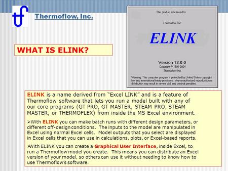 WHAT IS ELINK? Thermoflow, Inc.