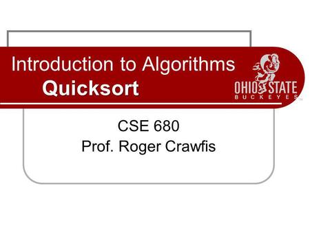 Introduction to Algorithms Quicksort