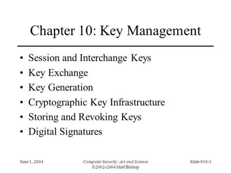 Chapter 10: Key Management