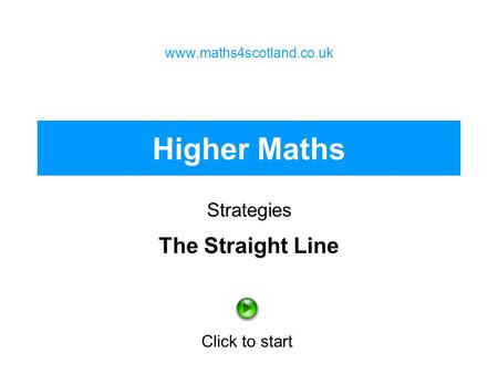 Higher Maths The Straight Line Strategies Click to start