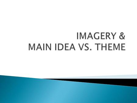 IMAGERY & MAIN IDEA VS. THEME