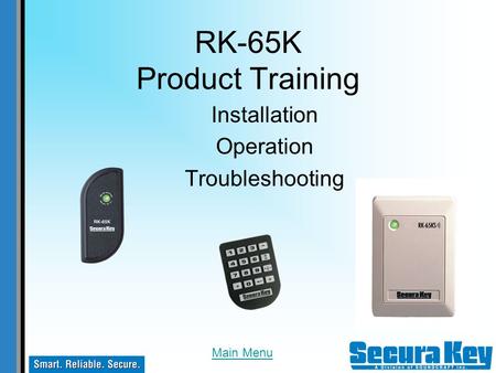 RK-65K Product Training Installation Operation Troubleshooting