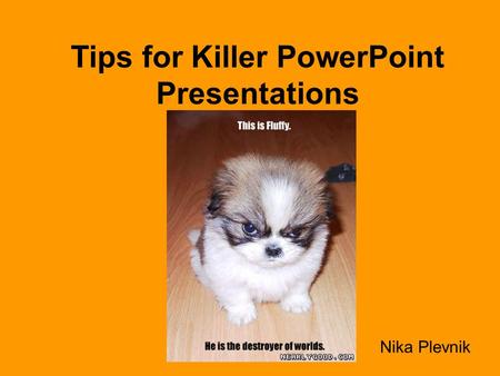 Tips for Killer PowerPoint Presentations Nika Plevnik.
