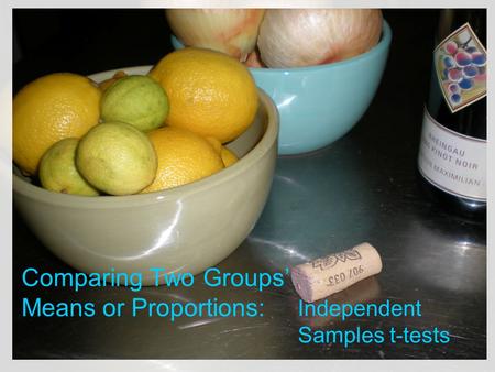 Comparing Two Groups’ Means or Proportions: Independent Samples t-tests.