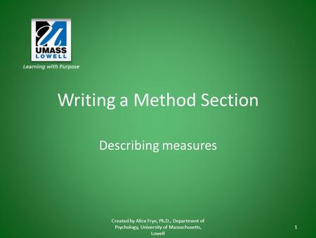 Writing a Method Section