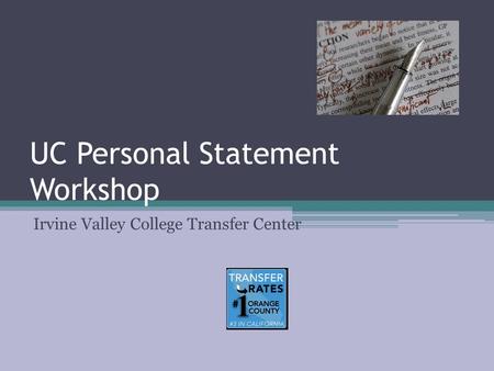 UC Personal Statement Workshop