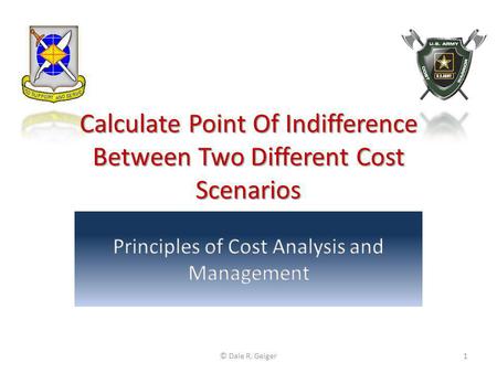 Calculate Point Of Indifference Between Two Different Cost Scenarios