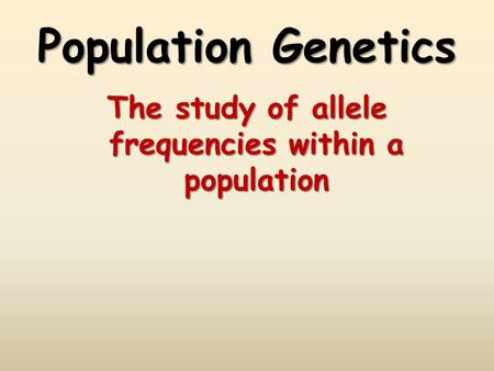 The study of allele frequencies within a population
