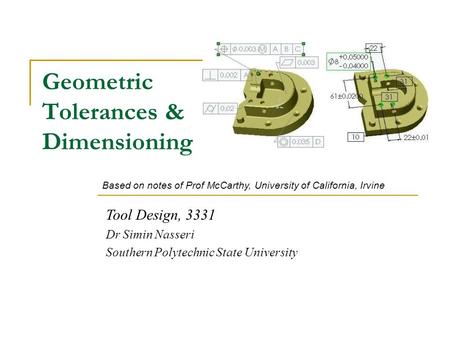 Geometric Tolerances & Dimensioning