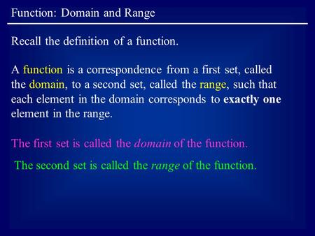 Function: Domain and Range