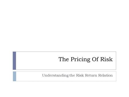 Understanding the Risk Return Relation