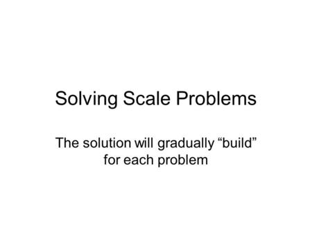 Solving Scale Problems The solution will gradually “build” for each problem.