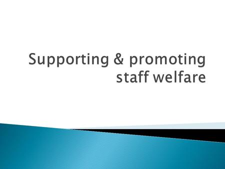  List 6 or 7 areas that you might expect staff welfare to cover other than basic safety and illness  Stress  Personal problems ( both in & out of work)