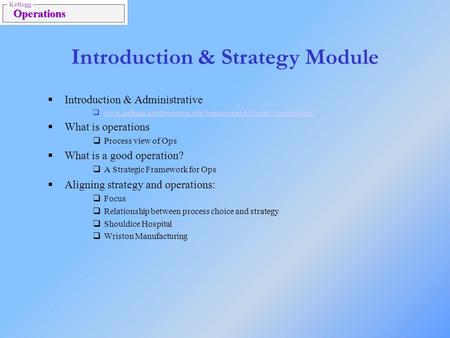 Introduction & Strategy Module