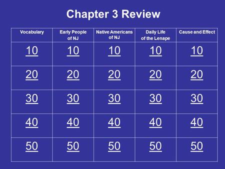 Chapter 3 Review Vocabulary Early People of NJ