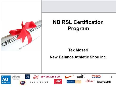 1 NB RSL Certification Program Tex Moseri New Balance Athletic Shoe Inc.