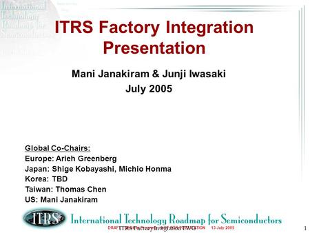 ITRS Factory Integration Presentation