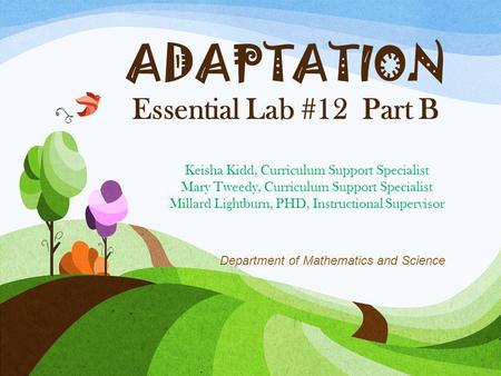 ADAPTATION Essential Lab #12 Part B