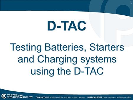 Testing Batteries, Starters and Charging systems using the D-TAC