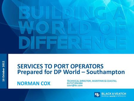 Services to port operators Prepared for DP World – Southampton