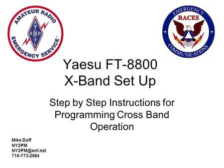 Step by Step Instructions for Programming Cross Band Operation