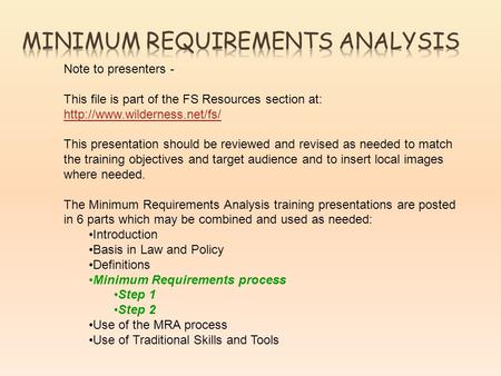 Note to presenters - This file is part of the FS Resources section at:   This presentation should.