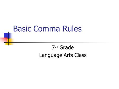 7th Grade Language Arts Class