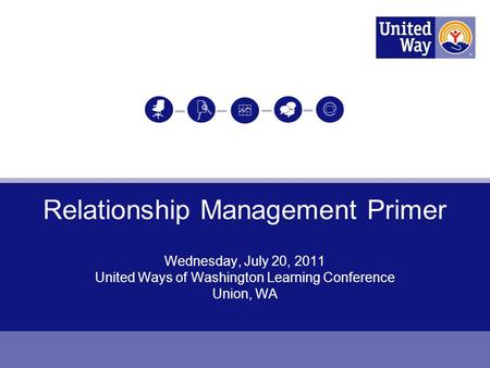 Relationship Management Primer Wednesday, July 20, 2011 United Ways of Washington Learning Conference Union, WA.