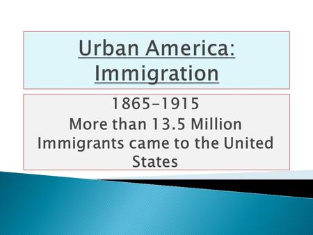 Urban America: Immigration