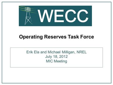 Operating Reserves Task Force