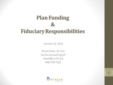 Plan Funding & Fiduciary Responsibilities