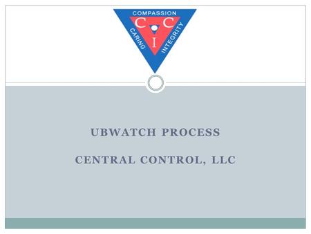 UBWATCH PROCESS CENTRAL CONTROL, LLC. UBWatch Process Submits claim into UBWatch Billing Reviews exceptions and fixes any coding issues Gatekeeper Allows.