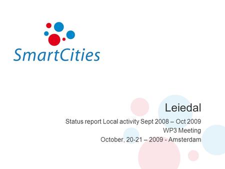 Leiedal Status report Local activity Sept 2008 – Oct 2009 WP3 Meeting October, 20-21 – 2009 - Amsterdam.