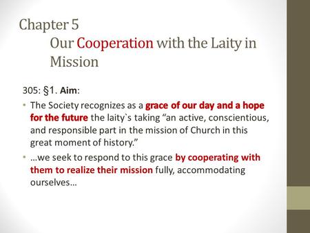 Chapter 5 Our Cooperation with the Laity in Mission.