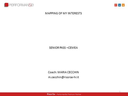 MAPPING OF MY INTERESTS SENIOR PASS –CEMEA Coach: MARIA CECCHIN 1.