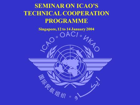 SEMINAR ON ICAO’S TECHNICAL COOPERATION PROGRAMME Singapore, 12 to 14 January 2004.