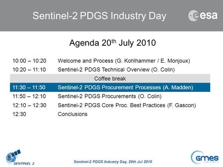Sentinel-2 PDGS Industry Day