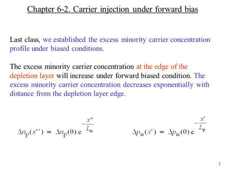 Chapter 6-2. Carrier injection under forward bias