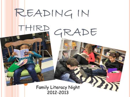 R EADING IN T HIRD GRADE Family Literacy Night 2012-2013.