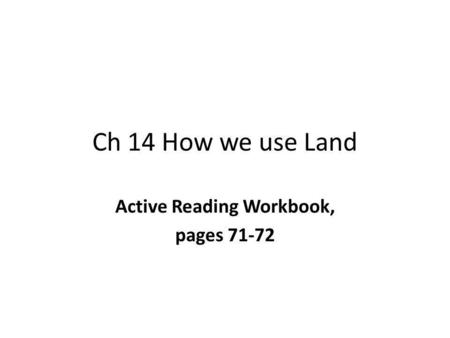 Active Reading Workbook, pages 71-72