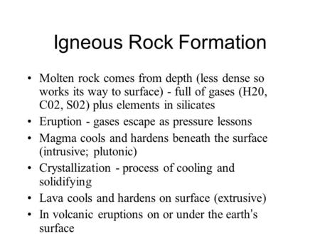 Igneous Rock Formation