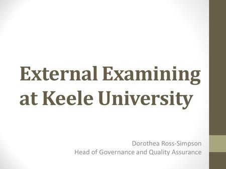 External Examining at Keele University
