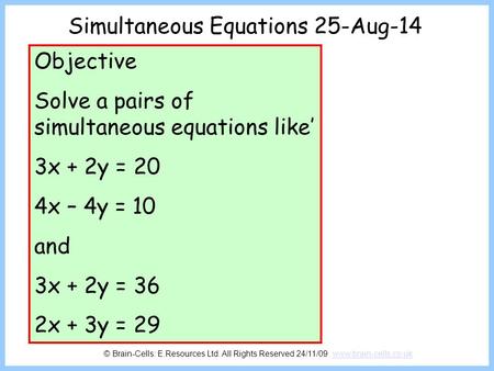 Simultaneous Equations 6-Apr-17