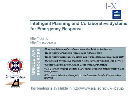 ___________________________________________________ Intelligent Planning and Collaborative Systems for Emergency Response