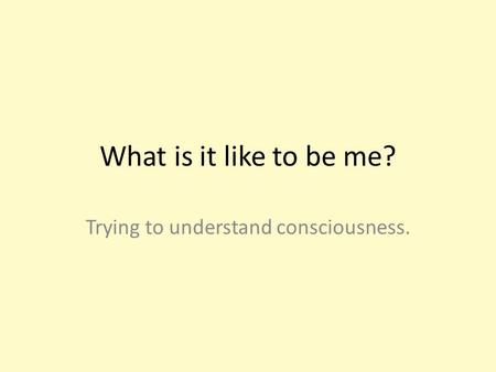 What is it like to be me? Trying to understand consciousness.