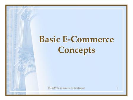 Basic E-Commerce Concepts