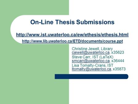 On-Line Thesis Submissions