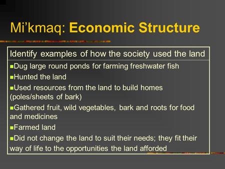 Mi’kmaq: Economic Structure
