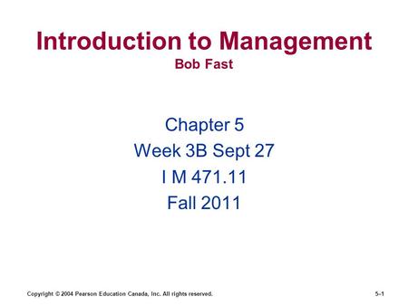 Introduction to Management Bob Fast